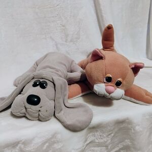 Vtg 80s Tonka Pound Puppies Gray Dog Brown Cat Purries Plush Stuffed Toy Lot